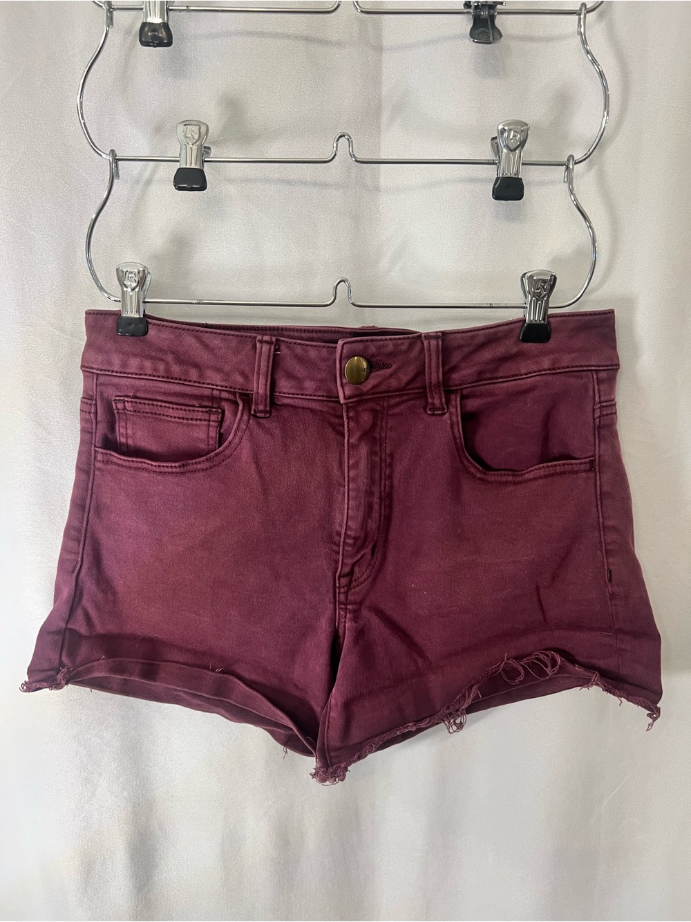 American Eagle Outfitters Super Stretch Shorts - Wine Burgundy - Picture 2 of 8